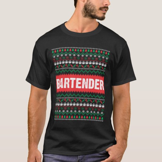 Viel deze kerst met een Bartender T-shirt (Voorkant)