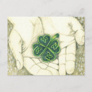 Viel Glück, keltischer Knoten, Kleeblatt Briefkaart