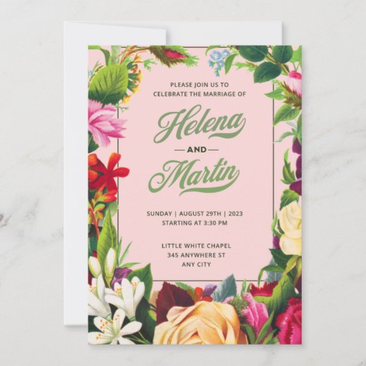 Viel het huwelijk met Floral Wedding Style Kaart (Voorkant)