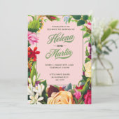 Viel het huwelijk met Floral Wedding Style Kaart (Staand voorkant)