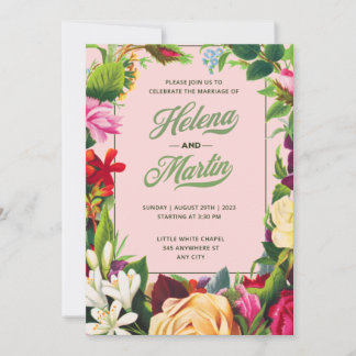 Viel het huwelijk met Floral Wedding Style Kaart