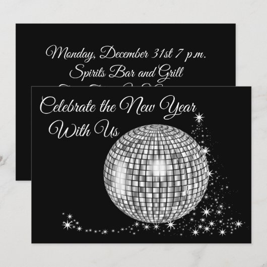 Viel het nieuwjaar met ons spaarzaam disco-bal kaart (Voorkant / Achterkant)