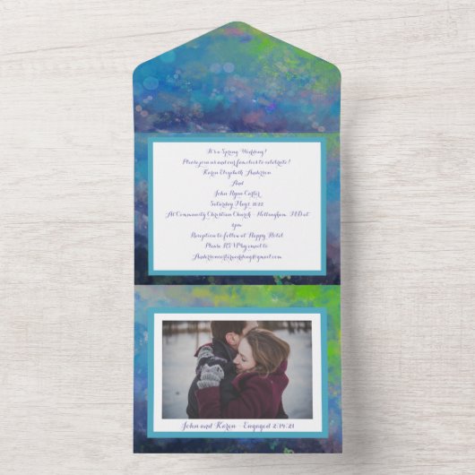 Viel liefde Abstracte impressionistische waterverf All In One Uitnodiging (Binnen)