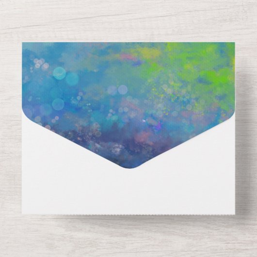 Viel liefde Abstracte impressionistische waterverf All In One Uitnodiging (Achterkant)