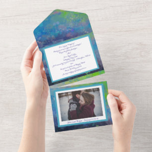 Viel liefde Abstracte impressionistische waterverf All In One Uitnodiging