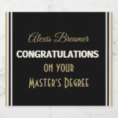 Viel! Mastergraad! Afstuderen bordje Sparkling Wijnetiket (Enkel label)