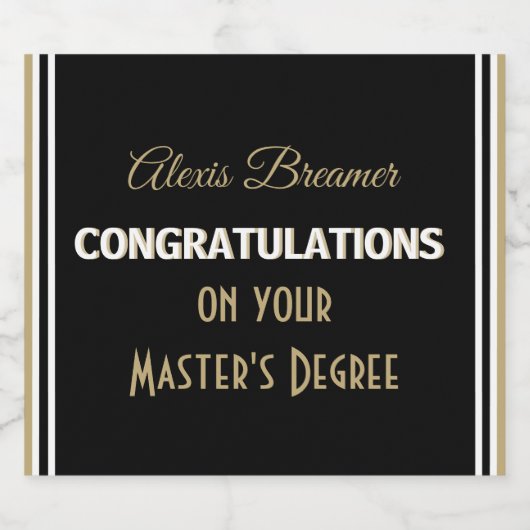 Viel! Mastergraad! Afstuderen bordje Sparkling Wijnetiket (Enkel label)