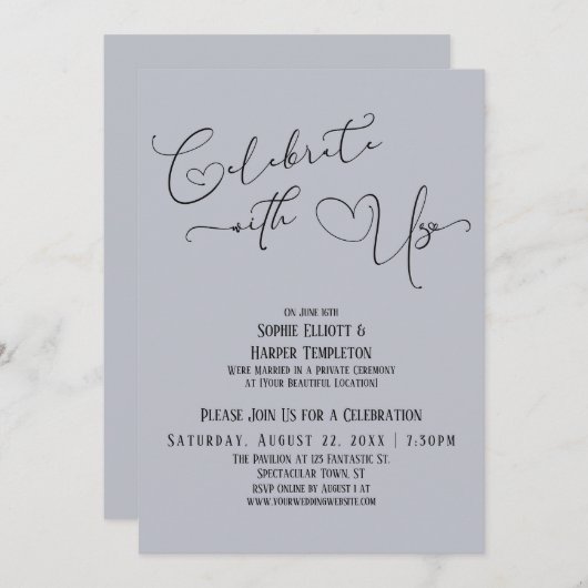 Viel met alleen Dusty Blue Reception Kaart (Voorkant / Achterkant)