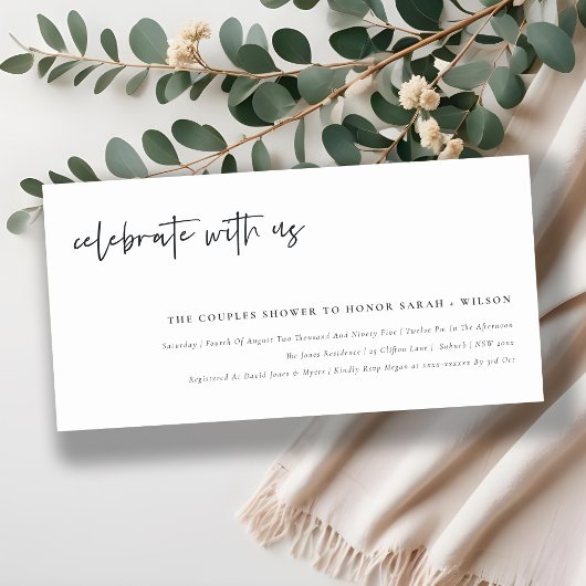 Viel met de Amerikaanse Calligrafie Couple Shower Bedankkaart