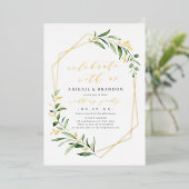 Viel met de groene Geometrische bruiloft van ons Folie Uitnodiging (Staand Voorkant)