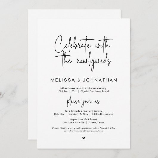 Viel met de newlyweds, weddenschap kaart (Voorkant / Achterkant)