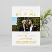 Viel met de nieuwe foto van Mr & Mr. Folie Uitnodiging (Staand Voorkant)