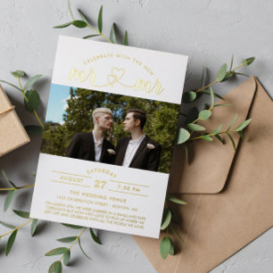 Viel met de nieuwe foto van Mr & Mr. Folie Uitnodiging