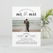 Viel met de nieuwe Mr & Mrs. Fotobruiloft Kaart (Staand voorkant)