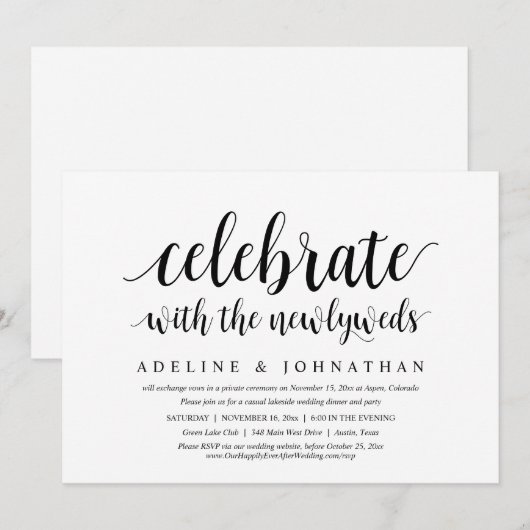 Viel met de Passen getrouwd, bruiloft Elopement Kaart (Voorkant / Achterkant)