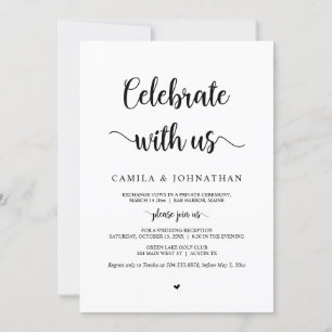 Viel met ons, Black font, Wedding Elopement Kaart
