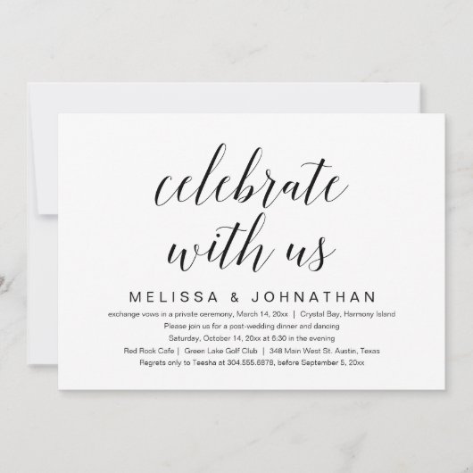 Viel met ons, bruiloft Elopement Kaart (Voorkant)