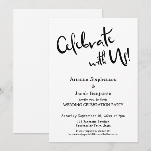 "Viel met ons!" Casual eenvoudige bruiloft Kaart (Voorkant / Achterkant)