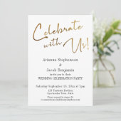 "Viel met ons!" Eenvoudige gouden bruiloft Kaart (Staand voorkant)