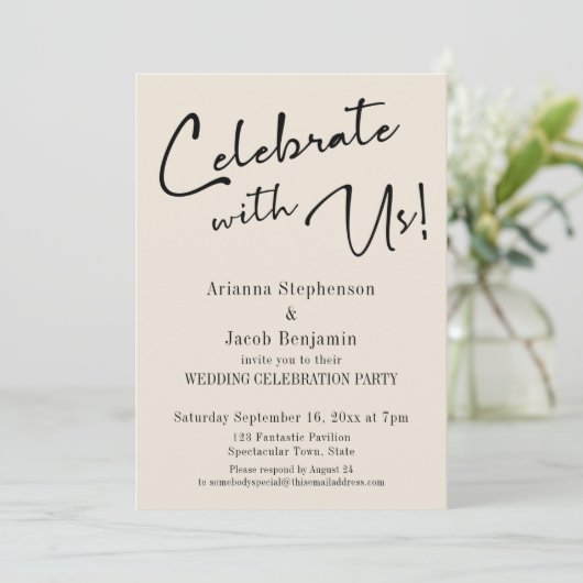 "Viel met ons!" Eenvoudige weduwschap Kaart (Staand voorkant)