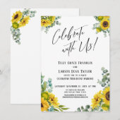 Viel met ons! Eucalyptus Sunflower Reception Kaart (Voorkant / Achterkant)