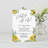 Viel met ons! Eucalyptus Sunflower Reception Kaart (Staand voorkant)