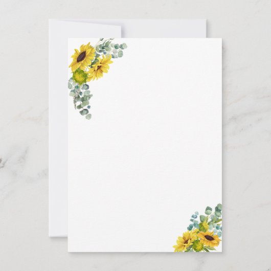 Viel met ons! Eucalyptus Sunflower Reception Kaart (Achterkant)