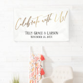 Viel met ons! Gold Handwriting Typografie Spandoek (Insitu)