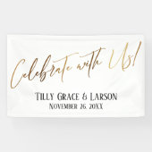 Viel met ons! Gold Handwriting Typografie Spandoek (Horizontaal)