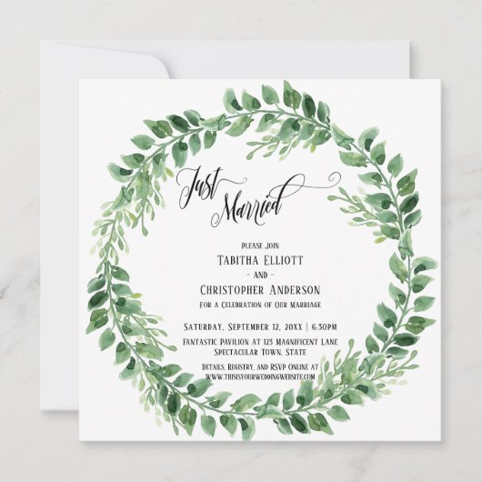 Viel met ons groene Wreath Reception-only Kaart (Voorkant)