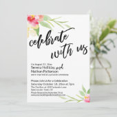 Viel met ons handschrift en Waterverf bloemen Kaart (Staand voorkant)