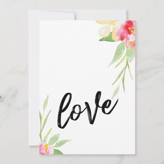 Viel met ons handschrift en Waterverf bloemen Kaart (Achterkant)