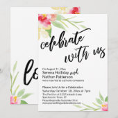 Viel met ons handschrift en Waterverf bloemen Kaart (Voorkant / Achterkant)