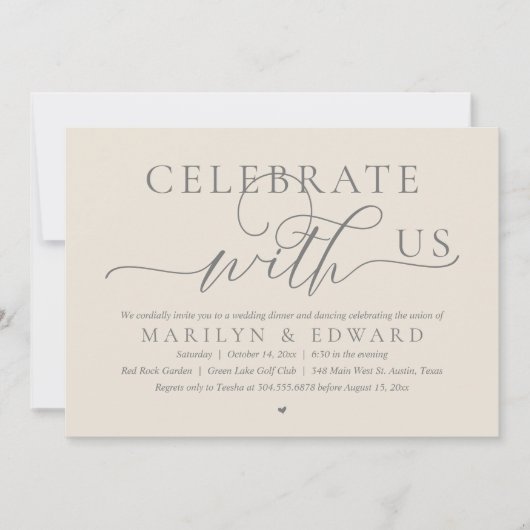 Viel met ons mee, Wedding Elopement Dinner Kaart (Voorkant)