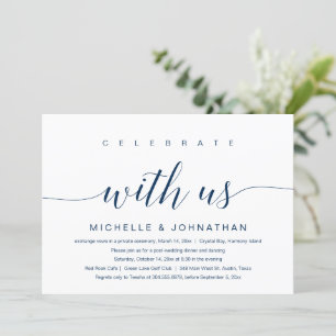 Viel met ons mee, Wedding Elopement, Navy Blue Kaart