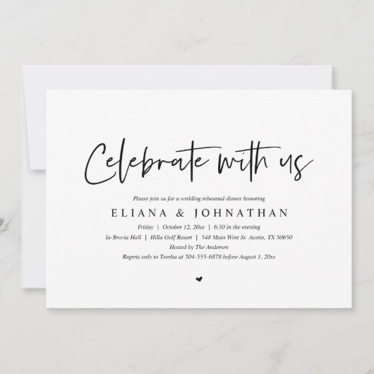 Viel met ons mee, Wedding Rehearsal Dinner Kaart (Voorkant)