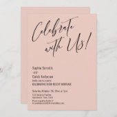 Viel met ons! Modern Blush Pink Wedding Party Kaart (Voorkant / Achterkant)