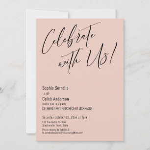 Viel met ons! Modern Blush Pink Wedding Party Kaart