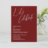 Viel met ons! Modern Burgundy Reception Kaart (Staand voorkant)