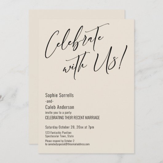 Viel met ons! Modern Elegant Wedding Party Kaart (Voorkant / Achterkant)