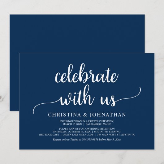 Viel met ons samen, Moderne Rustic Elopement Invit Kaart (Voorkant / Achterkant)