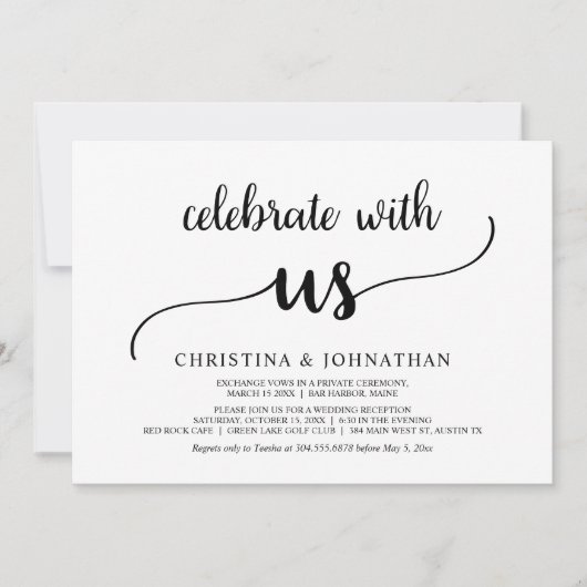 Viel met ons samen, Moderne Rustic Elopement Kaart (Voorkant)