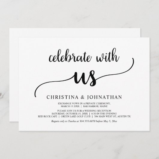 Viel met ons samen, Moderne Rustic Elopement Kaart (Voorkant / Achterkant)