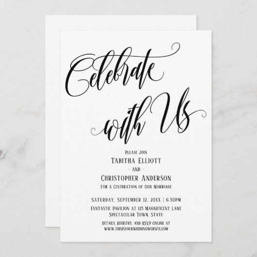 Viel met ons samen werken Zwart Script White Kaart (Voorkant / Achterkant)