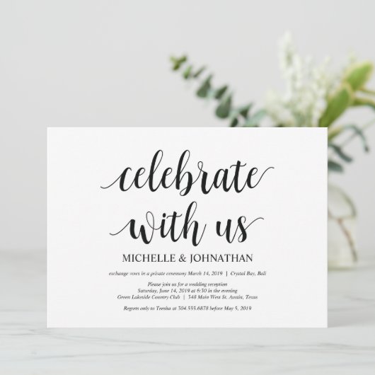 Viel met ons Wedding Elopement nodigt uit Kaart (Staand voorkant)