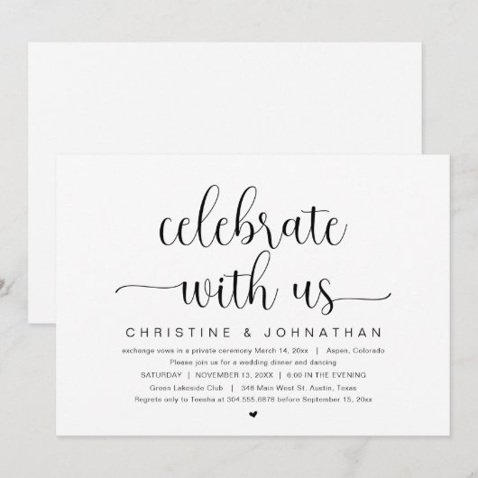 Viel met ons, Wedding Elopement Party Invitat Kaart (Voorkant / Achterkant)