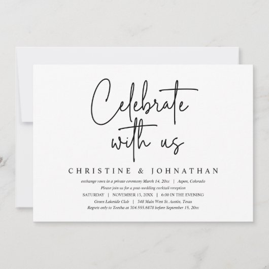 Viel met ons, Wedding Elopement Party Kaart (Voorkant)