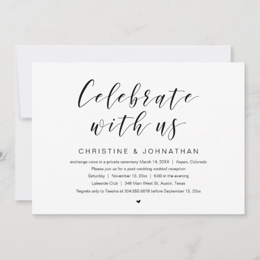 Viel met ons, Wedding Elopement Party Kaart (Voorkant)