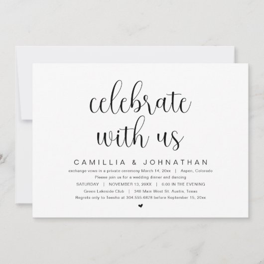 Viel met ons, Wedding Elopement Party Kaart (Voorkant)
