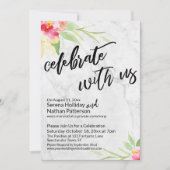 Viel met ons zachte marmer en Waterverf bloemen Kaart (Voorkant)